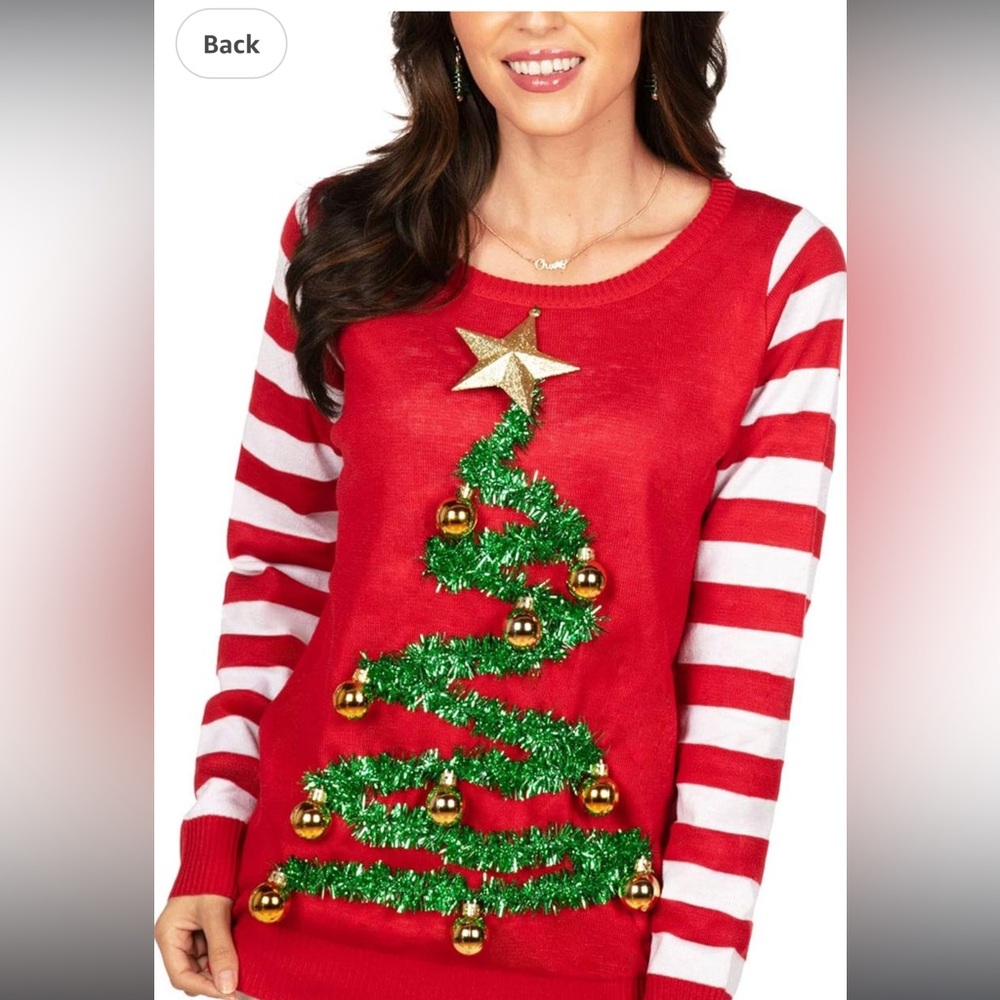 Festive Red Christmas Tree Sweater Tipsy Elves